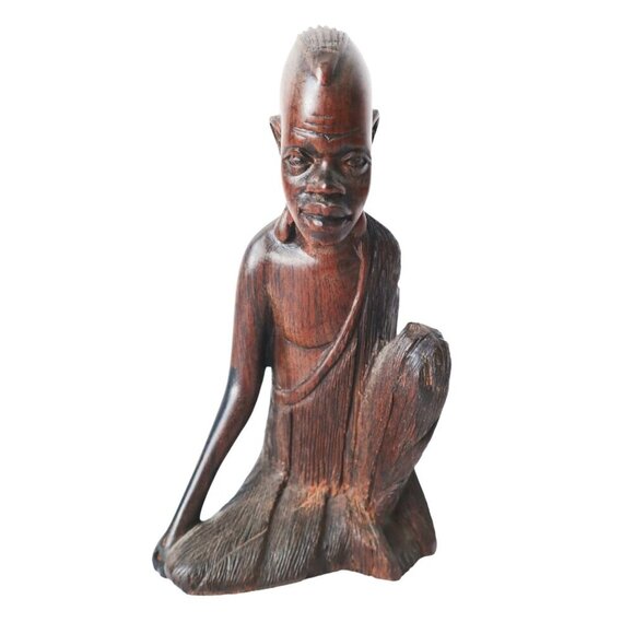 3 Hand-Carved African Tribal Art Ebony Figurines Folk Art - Picture 2 of 9